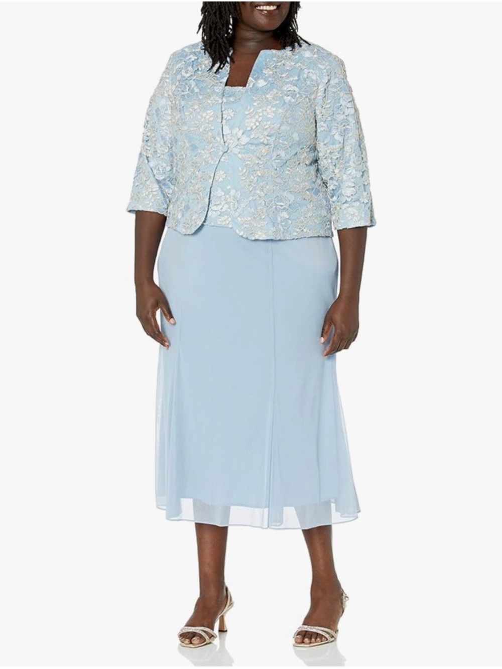 Alex Evenings TEA-LENGTH JACKET DRESS WITH CORDED DETAIL BODICE & JACKET
